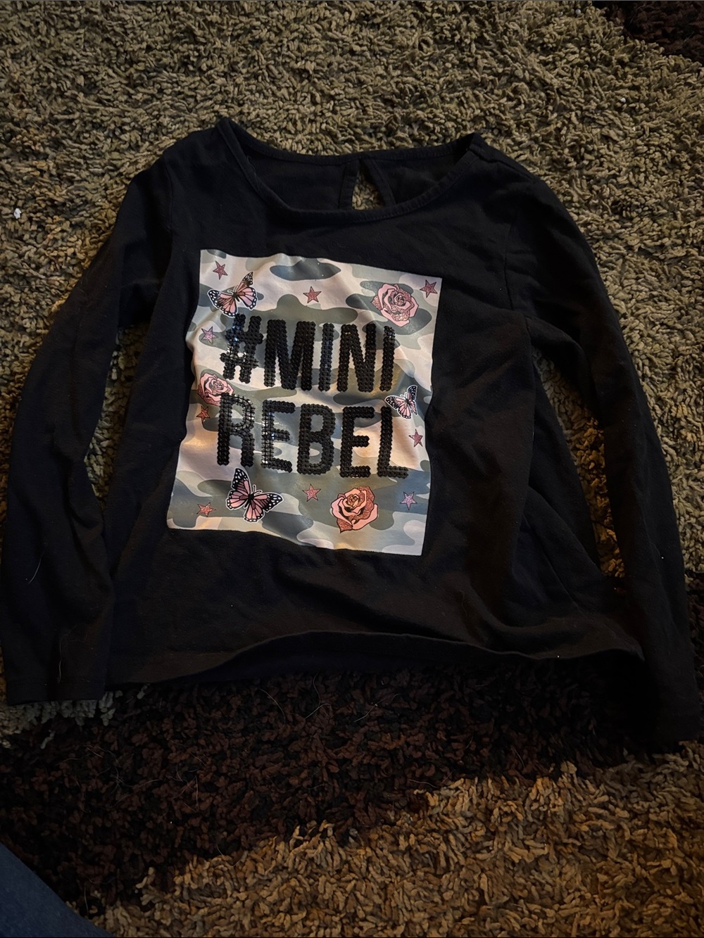The Children's Place Black Long Sleeve "#MINI REBEL" Graphic Tee